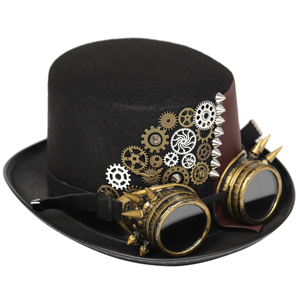 Steampunk Gothic Leather Goggles Top Hat – Ever-Great