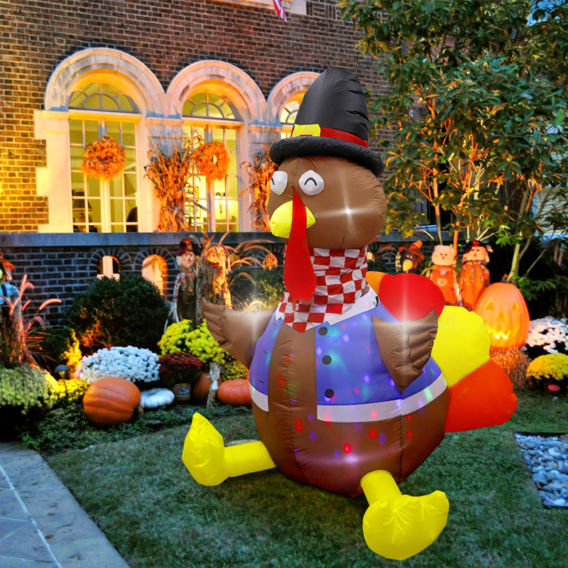 6ft Inflatable Turkey Outdoor Thanksgiving Decoration, Blow Up Turkey ...