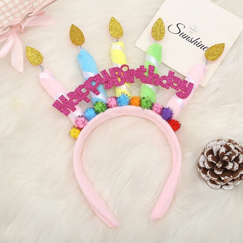 Happy Birthday Banner Headband with Candles Party Accessory – Ever-Great