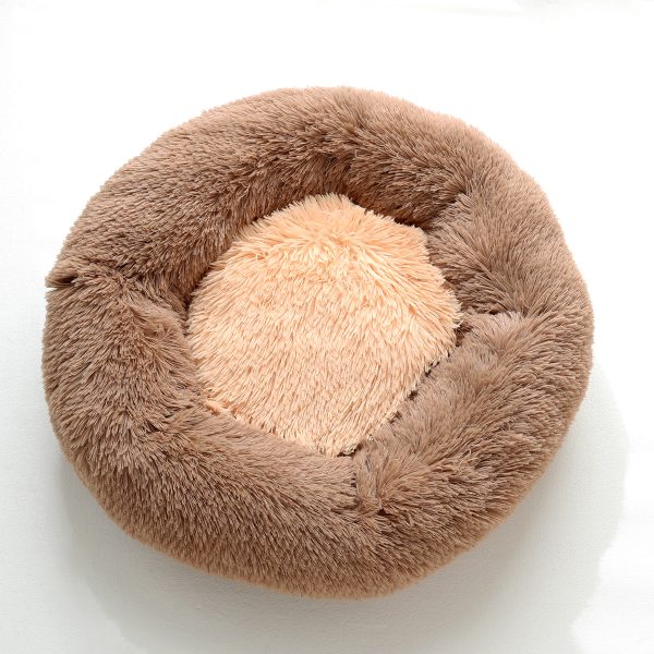 Soft round plush pet house for cats and dogs, moisture-proof and non-shedding