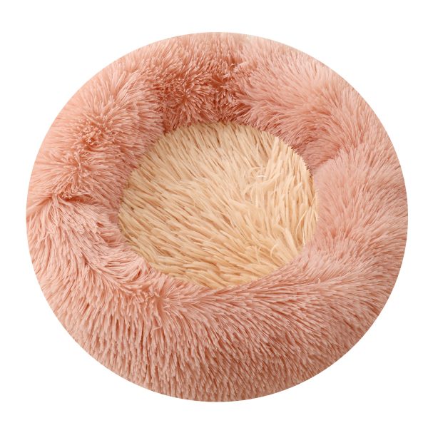 Soft round plush pet house for cats and dogs, moisture-proof and non-shedding