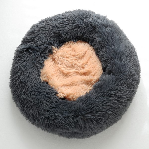 Soft round plush pet house for cats and dogs, moisture-proof and non-shedding