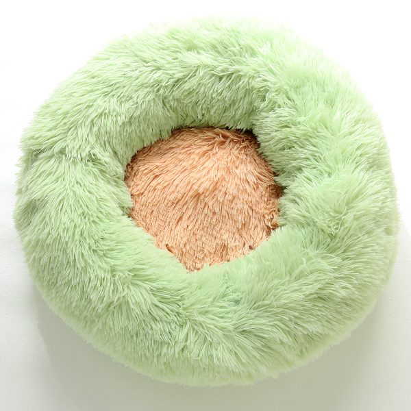 Soft round plush pet house for cats and dogs, moisture-proof and non-shedding