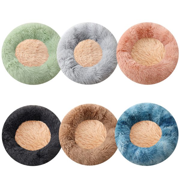 Soft round plush pet house for cats and dogs, moisture-proof and non-shedding