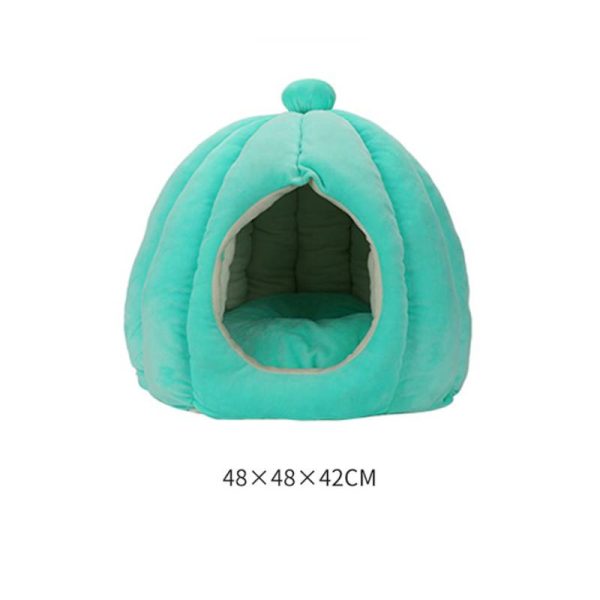 Cute pumpkin shape cat house comfortable velvet winter warm closed type