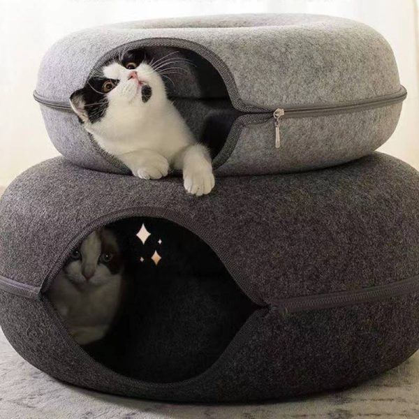 Donut Toy Tunnel Felt Double Storey Cat House