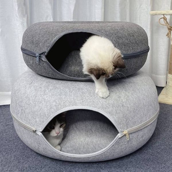 Donut Toy Tunnel Felt Double Storey Cat House