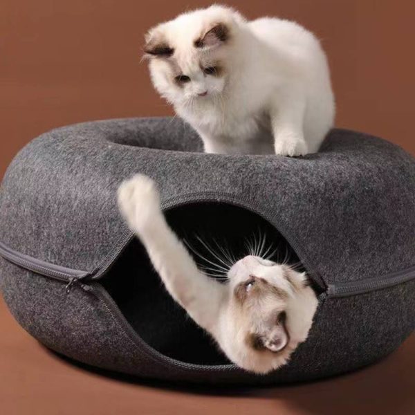 Donut Toy Tunnel Felt Double Storey Cat House