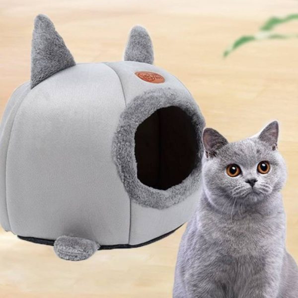 Cute cat head shape winter warm and comfortable pet house cat nest