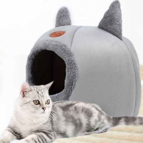 Cute cat head shape winter warm and comfortable pet house cat nest