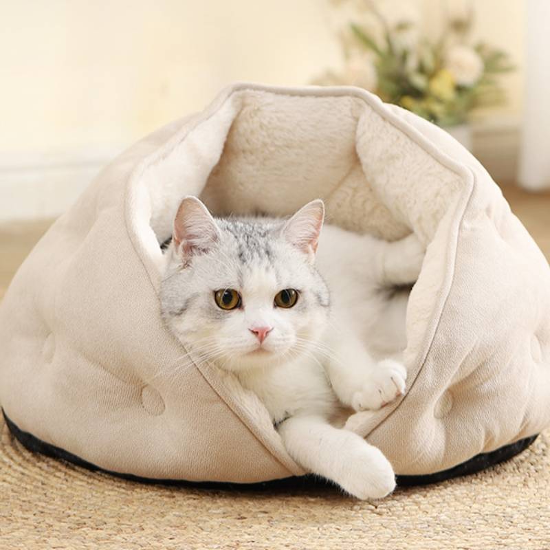 Short plush shell dumpling plus velvet warm cat nest cat house