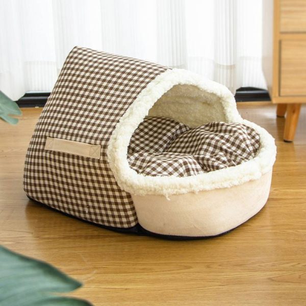 Winter warm slippers shape soft sherpa pet house cats and dogs