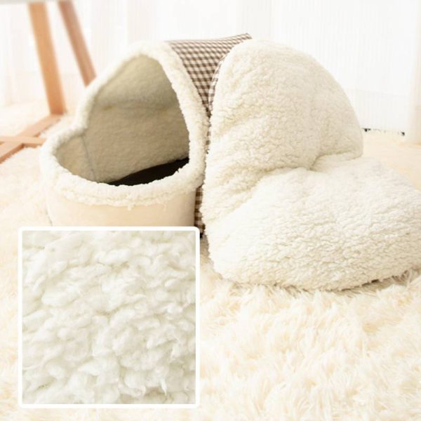 Winter warm slippers shape soft sherpa pet house cats and dogs