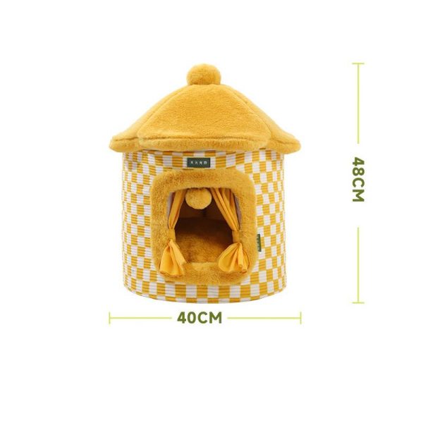 Thickened yurt shape private, soft and warm pet house for cats and dogs