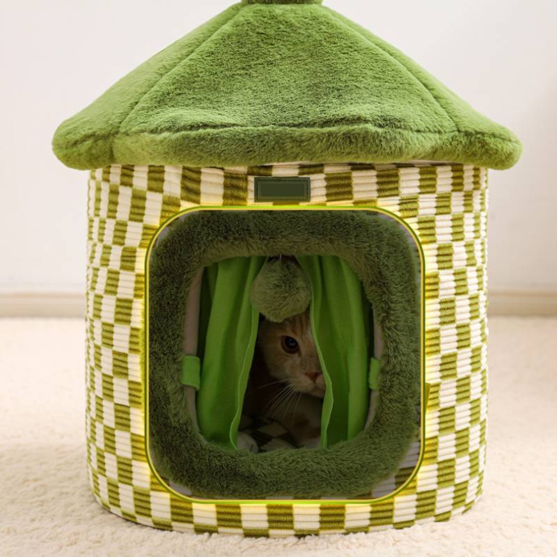 Thickened yurt shape private, soft and warm pet house for cats and dogs