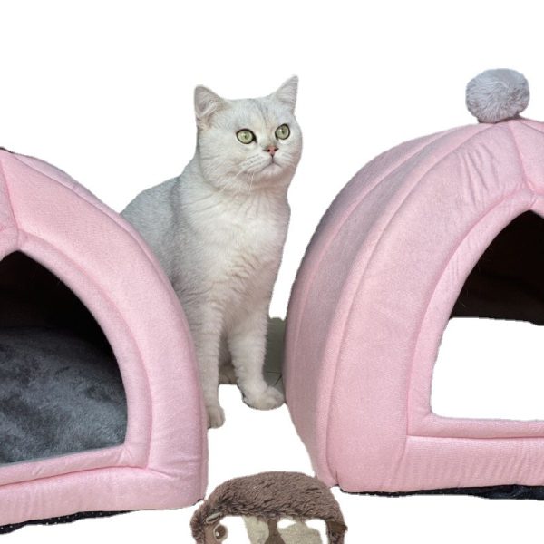 All-season semi-enclosed non-deformable warm pet house for cats and dogs