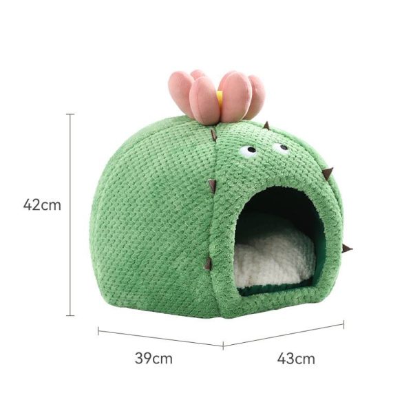 Cactus design fully enclosed warm and fun pet house for cats