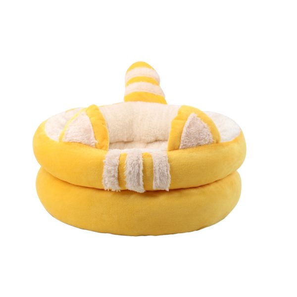 Cute cat ear design soft arctic velvet small and medium cat bed