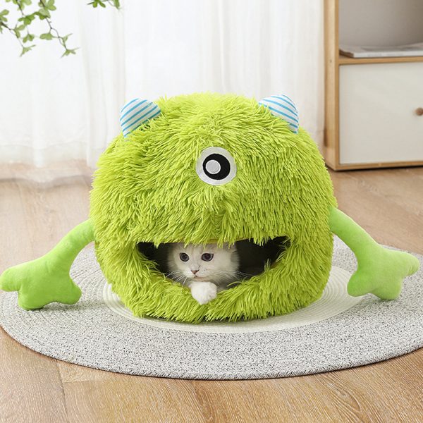 Cartoon monster skin-friendly long plush breathable warm cat hole