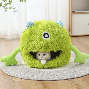 Cartoon monster skin-friendly long plush breathable warm cat hole