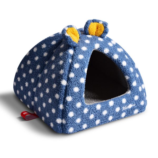 Polka dot imitation denim pet house cat and dog house