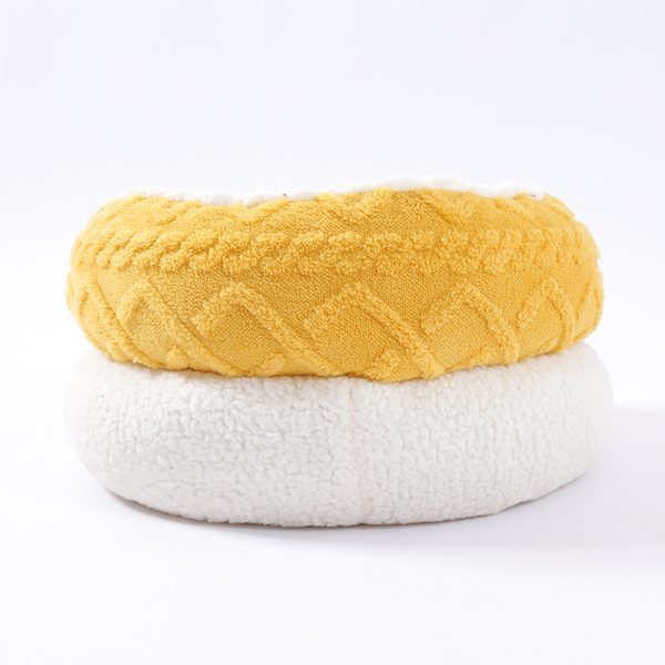 Yellow soft semi-surrounded arctic velvet pet bed for cats and dogs