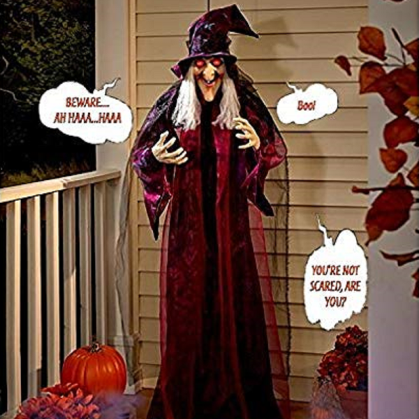 Halloween Life Size Hanging Talking Witch Prop