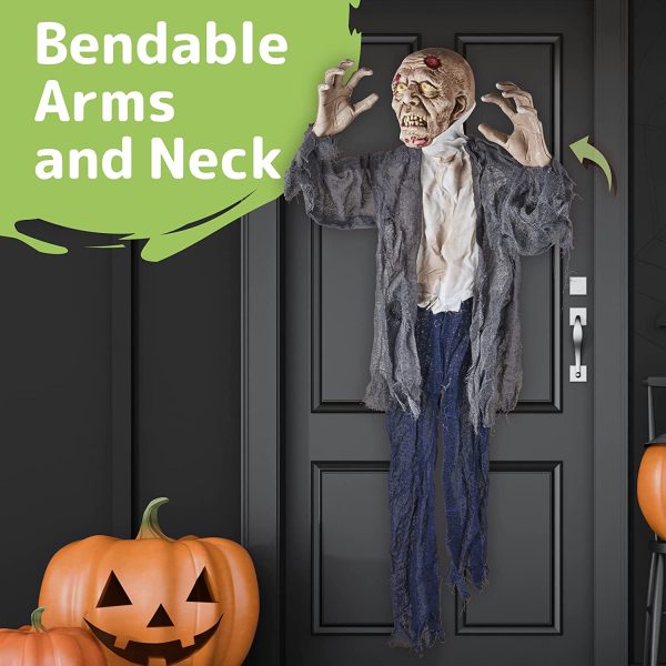 Halloween Hanging Zombie and Groundbreaker Prop with Flowing Robe