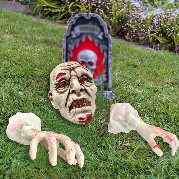 Halloween Outdoor Zombie Face Realistic Skeleton Stakes Prop