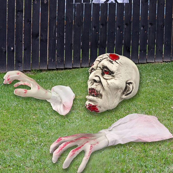 Halloween Outdoor Zombie Face Realistic Skeleton Stakes Prop