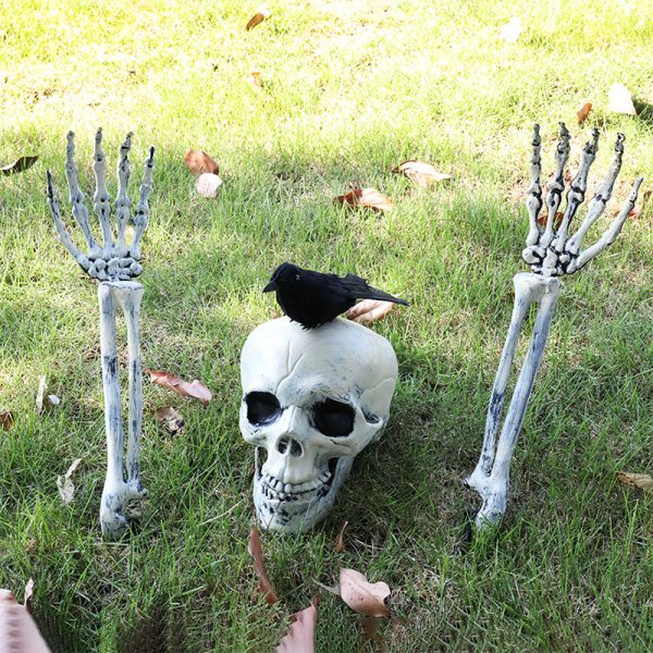 Halloeween Realistic Skeleton Stakes and Crow Prop