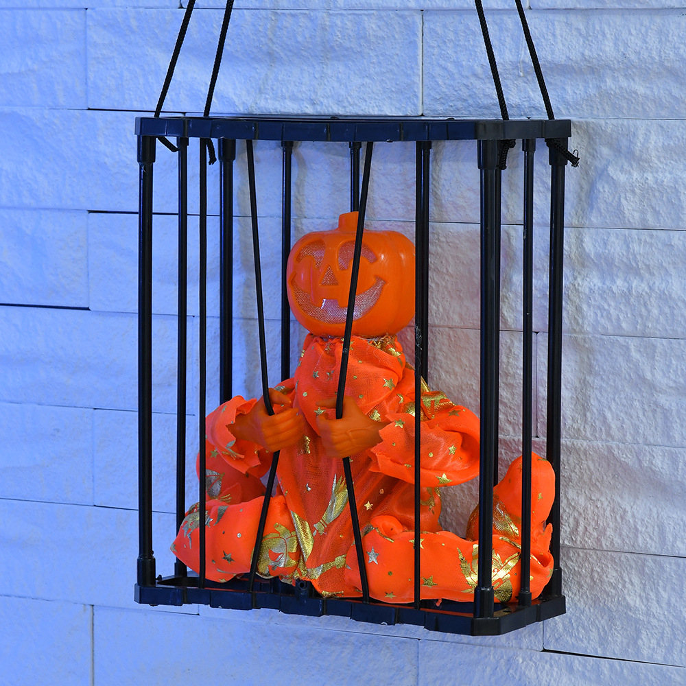 Halloween Scary Cage Spooky Ghost Pumpkin Skull Prop