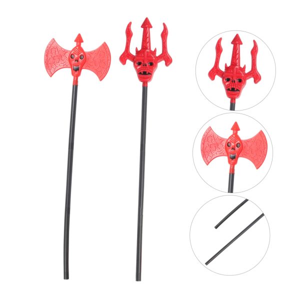 1set Halloween Reaper Skull Axe Pitchfork Weapons Props