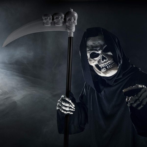 Halloween Creepy Reaper Skull Scythe Prop