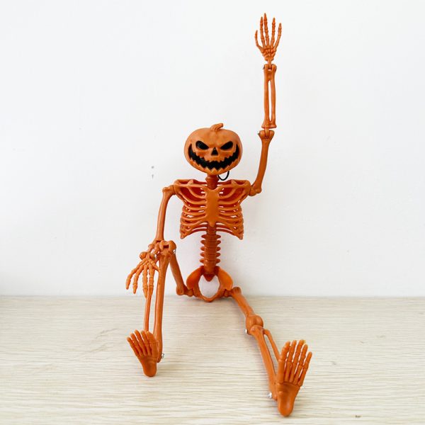 2pcs Halloween Pumpkin Head Skeleton Prop