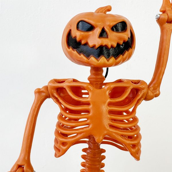 2pcs Halloween Pumpkin Head Skeleton Prop