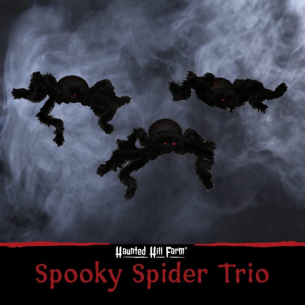 3pcs Halloween Lighted Black Spider Prop