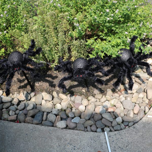 3pcs Halloween Lighted Black Spider Prop