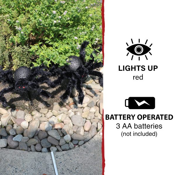 3pcs Halloween Lighted Black Spider Prop