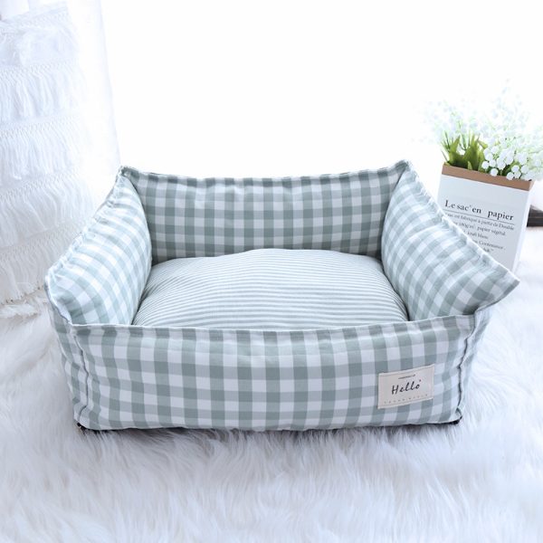 Ins Korean style cotton and linen material plaid sofa pet nest for cats and dogs