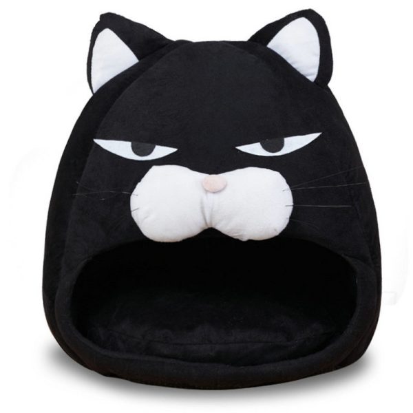 Cute cartoon black cat shape pet house for cat and dog