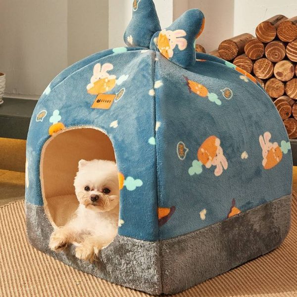 Cartoon rabbit dinosaurs all surrounded pet house cats and dogs