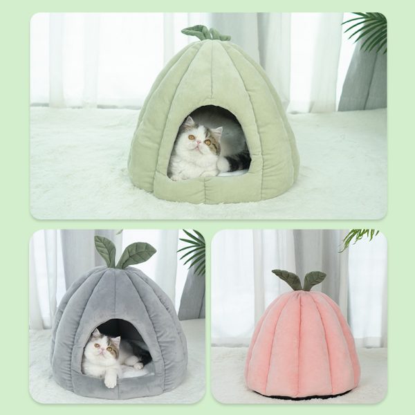 Soft and breathable melon shaped pet house for cats and dogs