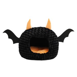 Halloween little devil design half surrounded pet house cats and dogs