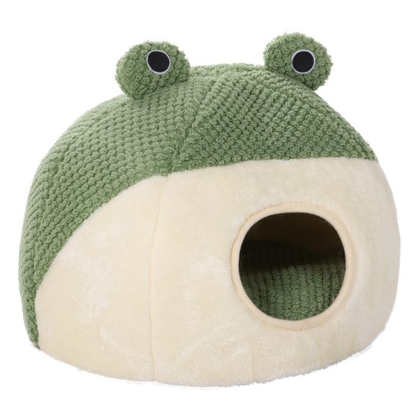 New winter warm green cartoon frog pet nest and cat nest