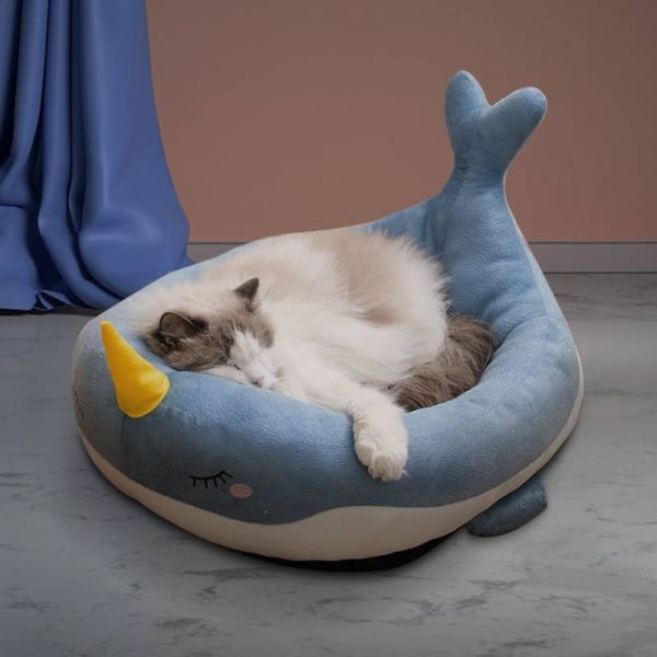 Winter and summer universal double-sided design whale/duck shape cat bed and dog bed