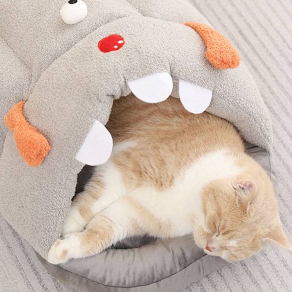 Cartoon little monster slippers shaped pet cave for cats and dogs