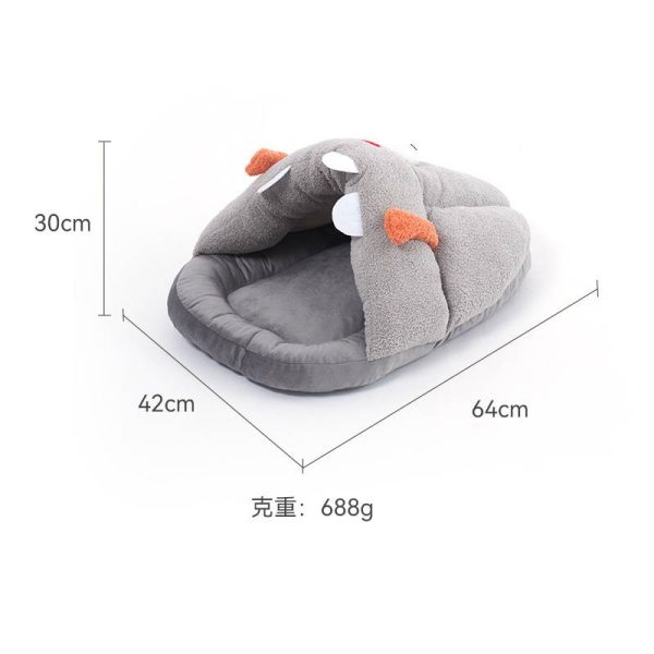 Cartoon little monster slippers shaped pet cave for cats and dogs