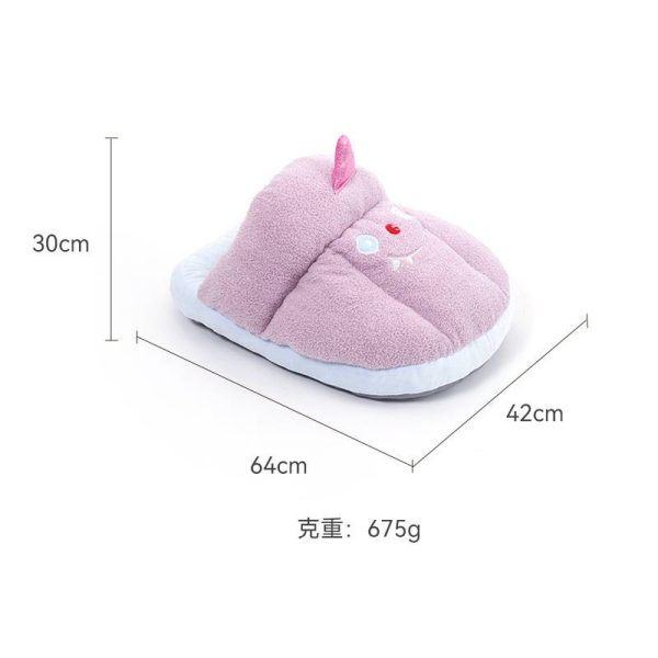 Cartoon little monster slippers shaped pet cave for cats and dogs