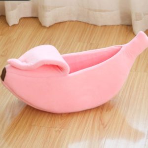 Cute banana shape winter semi-enclosed warm cat bed